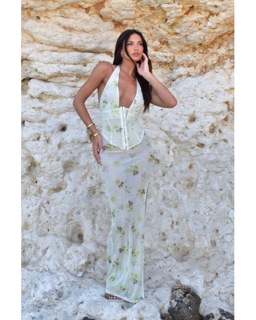 LemonLunar Gray The Ira Pattern Maxi Dress