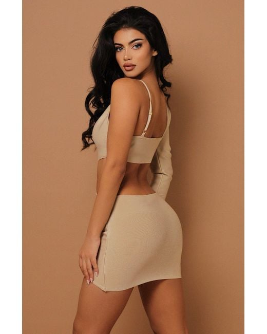 LemonLunar Brown The Zar Bandage Buckle Dress