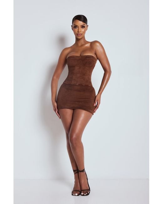 LemonLunar Brown The Amira Suede Corset Top