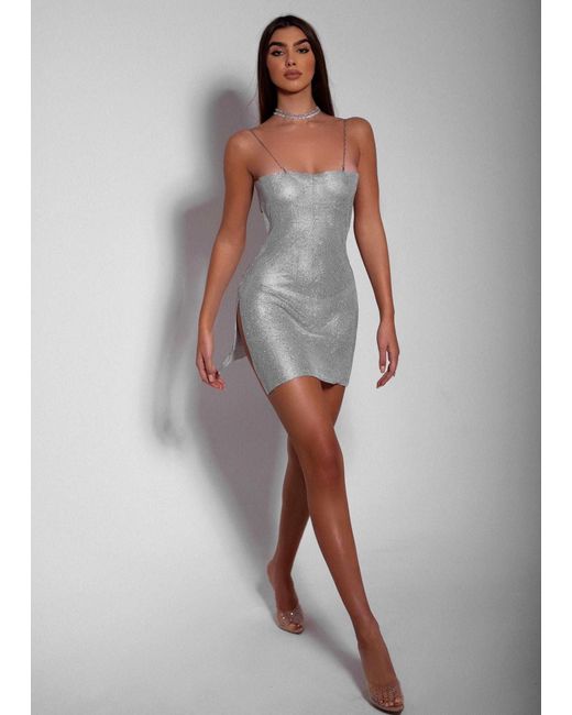 LemonLunar White The Christina Diamante Dress