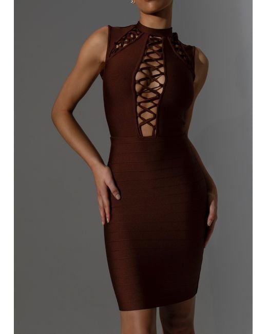 LemonLunar Brown The Vanna Bandage Dress