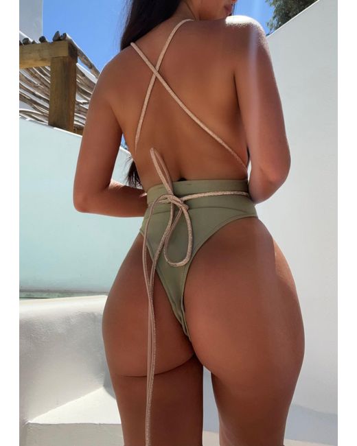 LemonLunar Green The Gege Bandage Swimsuit Diamante Tie Straps Multiway