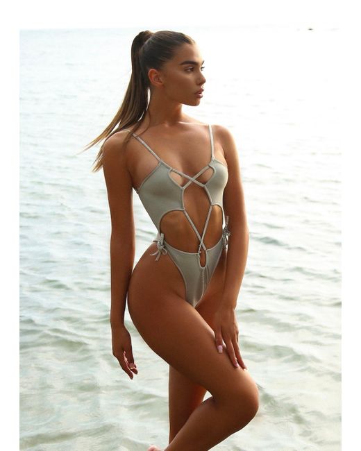 LemonLunar Brown The Mya Diamante Bandage Swimsuit
