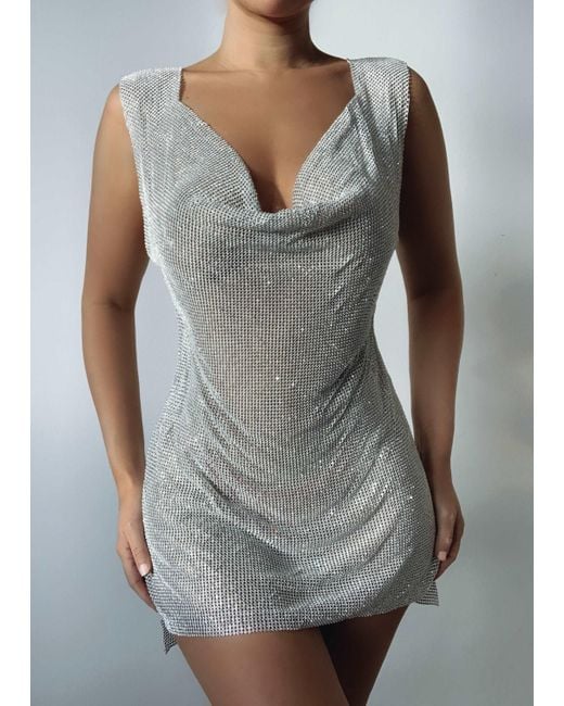 LemonLunar White The Chrissy Diamante Dress
