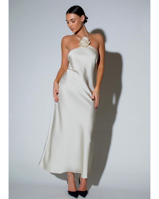 LemonLunar White The Leia Satin Floaty Dress