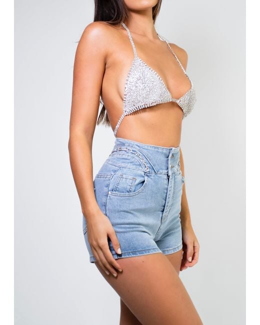 LemonLunar Blue The Harper Diamante Shorts