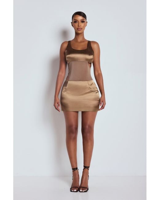 LemonLunar Natural The Kera Satin Mini Dress