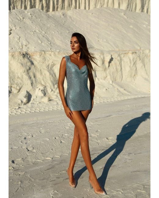 LemonLunar Natural The Chrissy Diamante Mini Dress