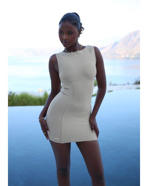 LemonLunar Blue The Ova Bandage Glitter Dress