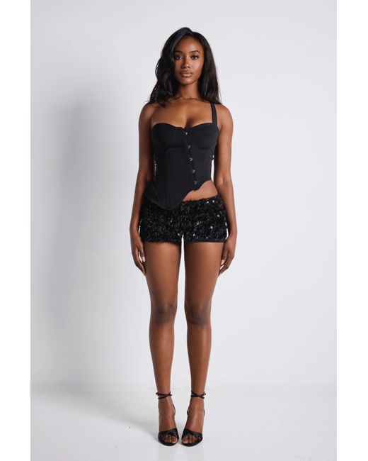 LemonLunar Black The Aneyah Sequin Shorts