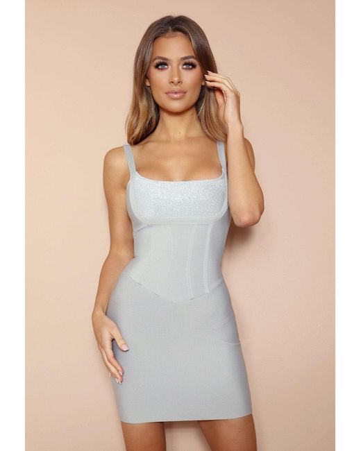 LemonLunar Gray The Adeline Sparkle Bandage Mini Dress