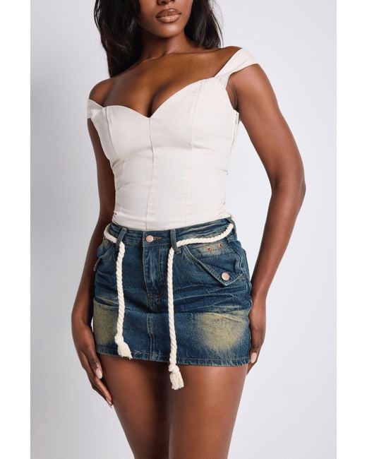 LemonLunar White The Denim Mini Skirt