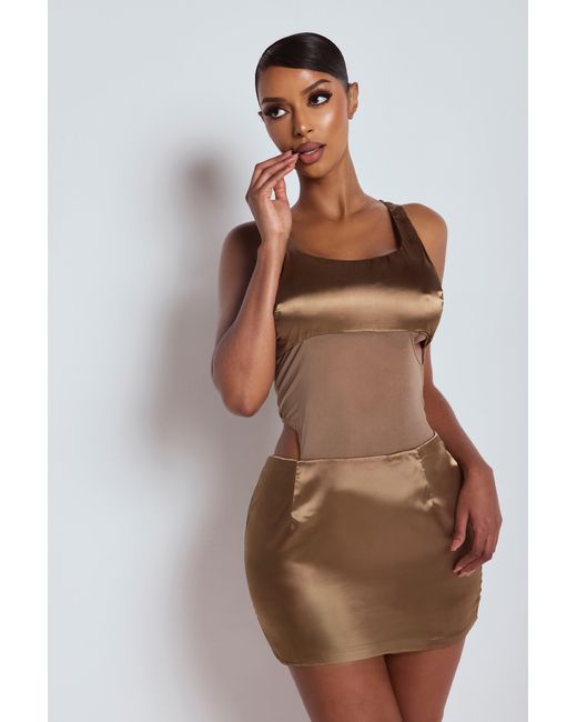 LemonLunar Natural The Kera Satin Mini Dress