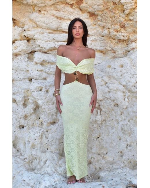 LemonLunar Gray The Melina Lace Maxi Dress