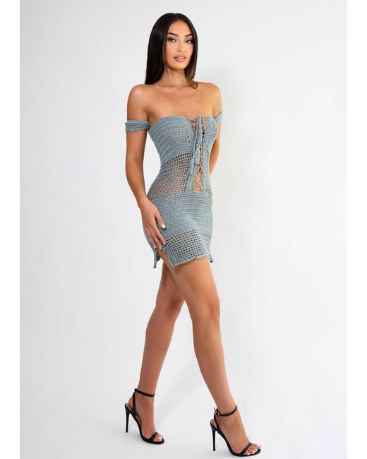 LemonLunar Blue The Chloe Crochet Dress Lake