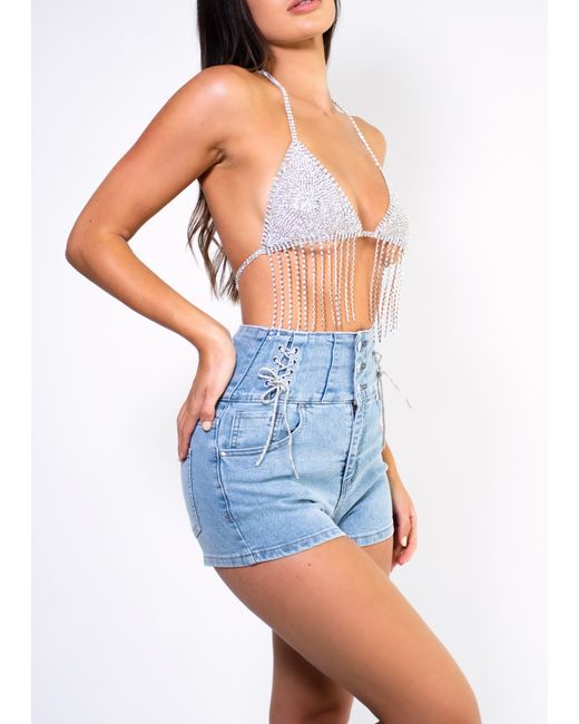 LemonLunar Blue The Ivy Diamante Shorts