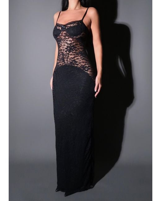 LemonLunar Black The Lina Lace Maxi Dress