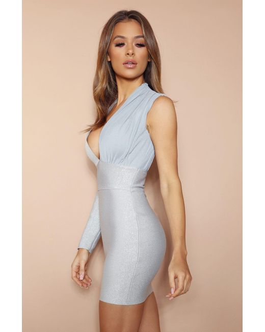 LemonLunar Blue The Kartini Sparkle Bandage Mini Dress