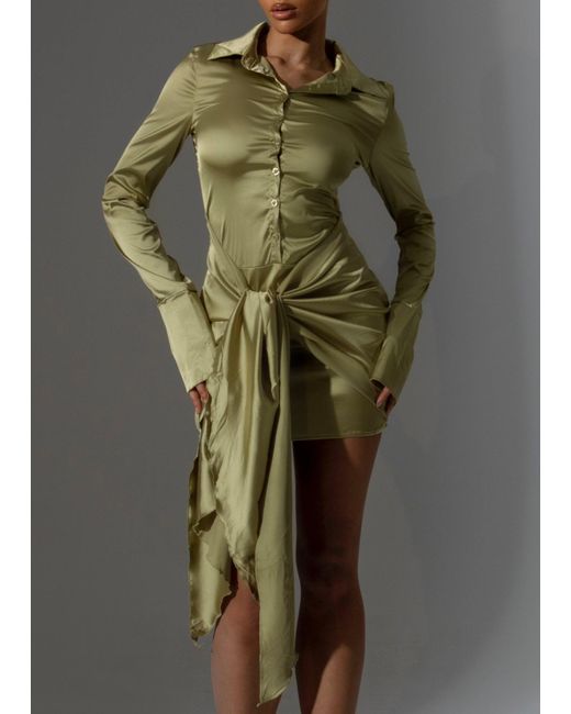 LemonLunar Gray The Tie Side Shirt Dress