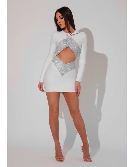 LemonLunar Gray The Diamante Bandage Dress