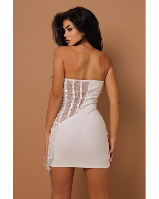 LemonLunar Brown The Nova Bandage Dress Diamanté Detailing