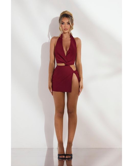 LemonLunar Red The Twist Bandage Dress