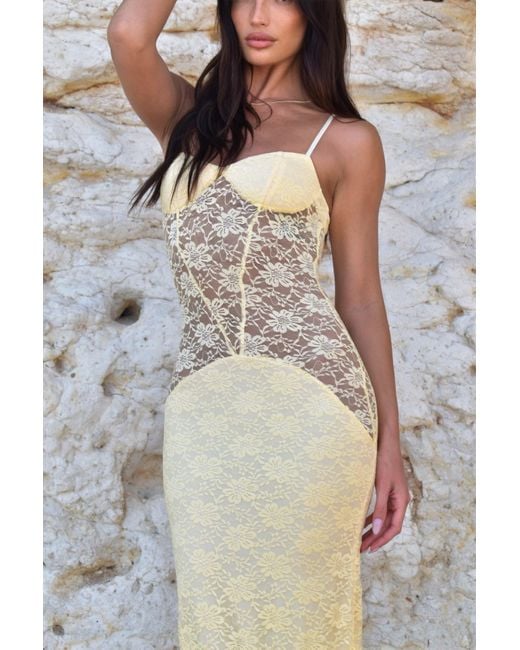 LemonLunar Gray The Lina Lace Maxi Dress