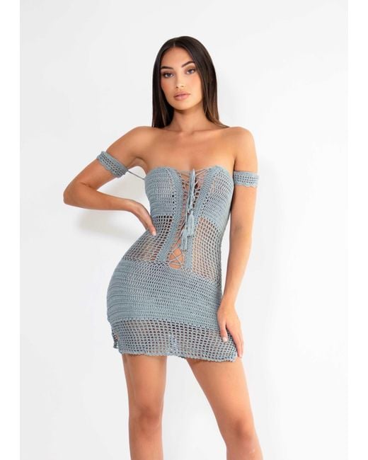 LemonLunar Blue The Chloe Crochet Dress Lake