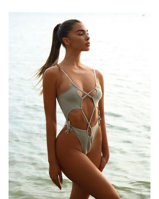 LemonLunar Brown The Mya Diamante Bandage Swimsuit