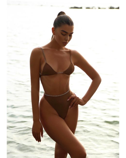 LemonLunar Brown The Diamante Bandage Bikini High Rise