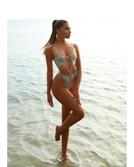 LemonLunar Brown The Mya Diamante Bandage Swimsuit