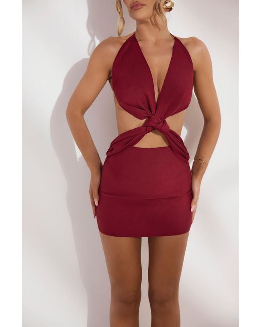 LemonLunar Red The Knot Bandage Dress
