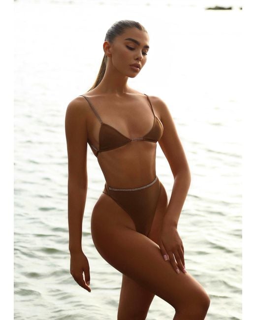 LemonLunar Brown The Diamante Bandage Bikini High Rise