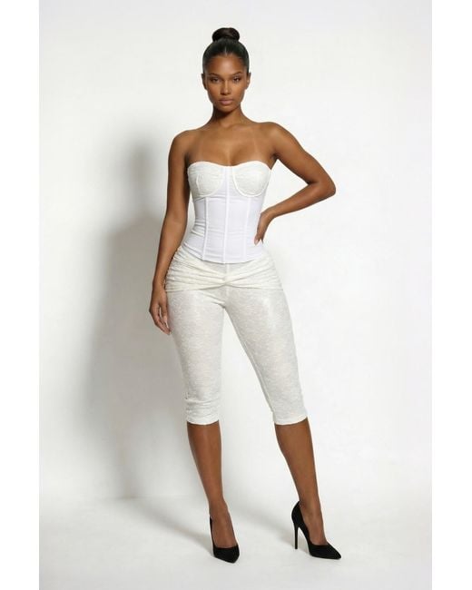 LemonLunar White The Flora Lace Capri Pants