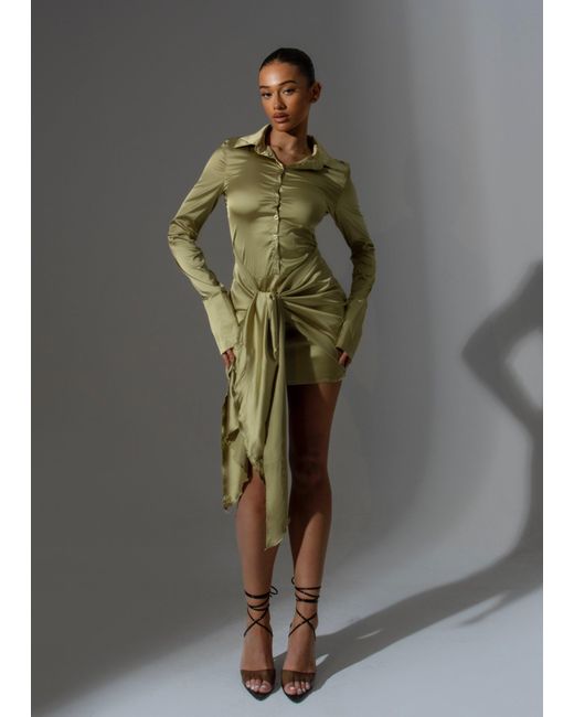 LemonLunar Gray The Tie Side Shirt Dress