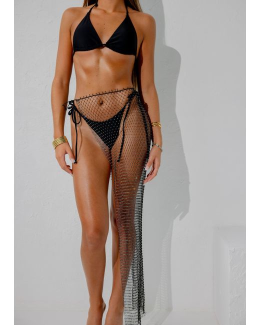 LemonLunar Black The Giorgia Mesh Diamante Skirt