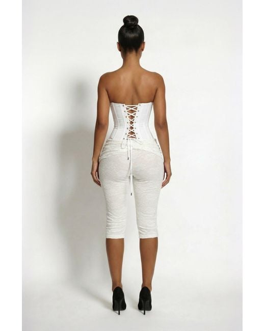 LemonLunar White The Flora Lace Capri Pants