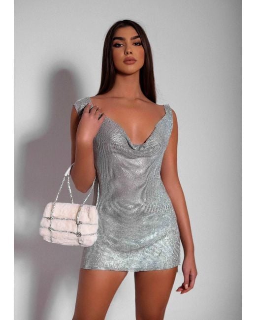 LemonLunar White The Chrissy Diamante Dress