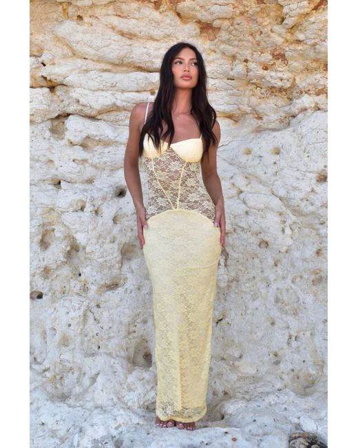 LemonLunar Gray The Lina Lace Maxi Dress
