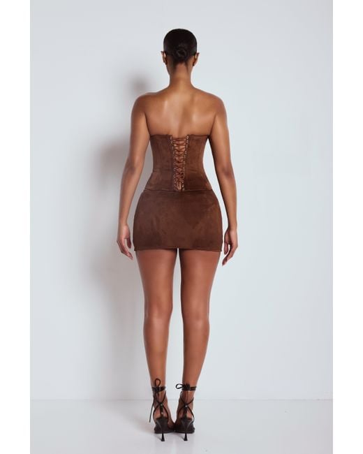 LemonLunar Brown The Amira Suede Corset Top