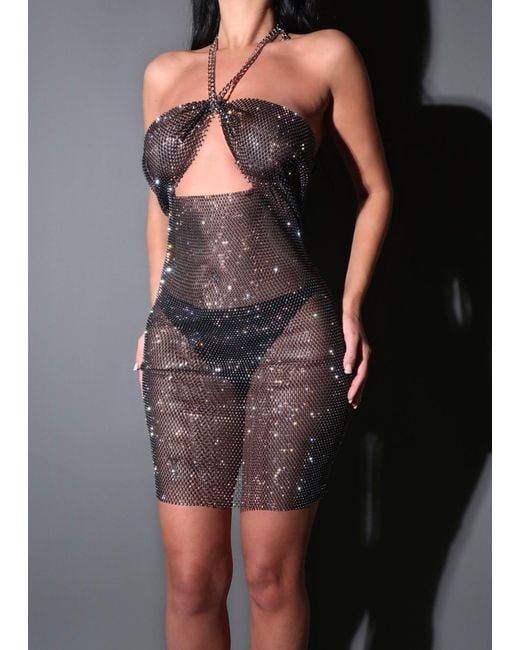 LemonLunar Black The Arda Diamante Dress