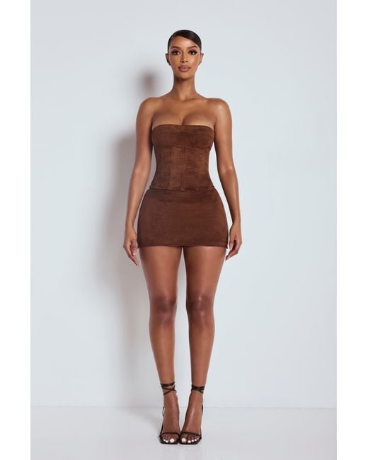 LemonLunar Brown The Amira Suede Corset Top