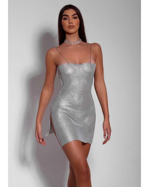 LemonLunar White The Christina Diamante Dress