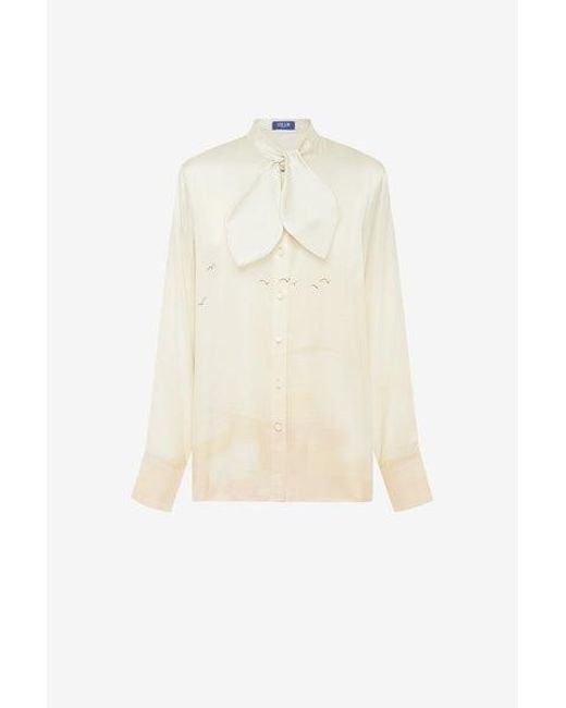 LEO LIN Green Cora Bow Blouse