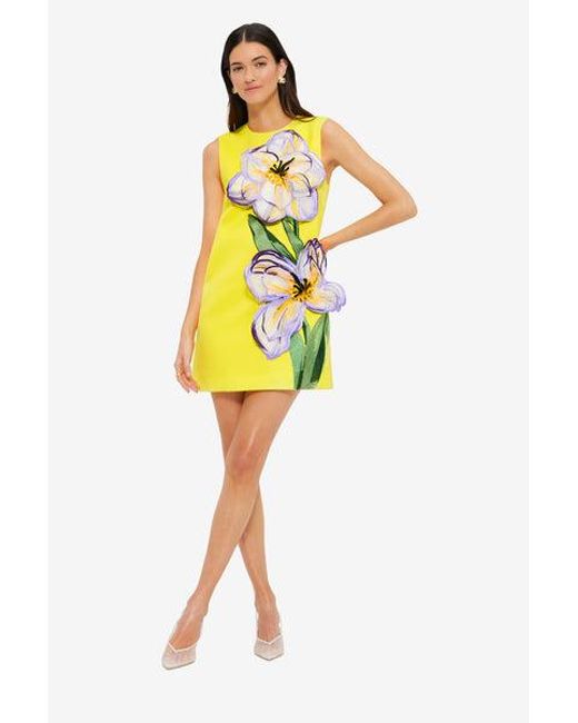 LEO LIN Yellow Yvonne Appliqué Floral Mini Dress