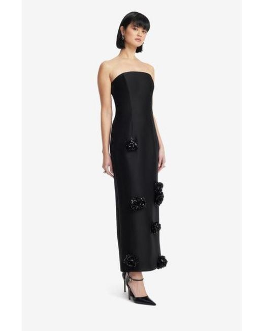 LEO LIN Black Rayna Embellished Wool Blend Bustier Maxi Dress