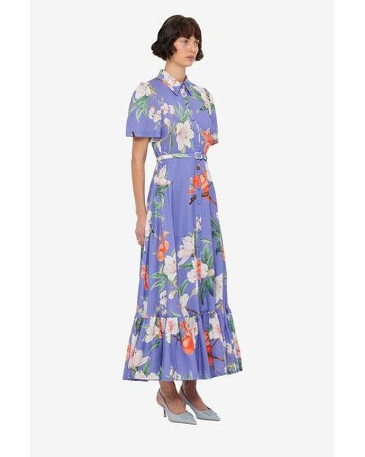 LEO LIN Blue Becca Short Sleeve Midi Dress