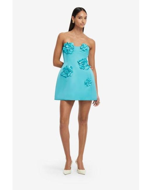 LEO LIN Blue Rosario Petal Bustier Mini Dress