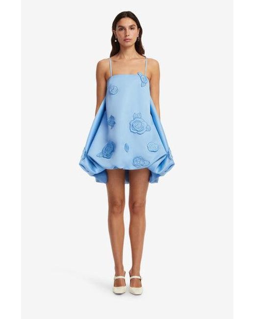 LEO LIN Blue Patsy Appliqué Puff Mini Dress