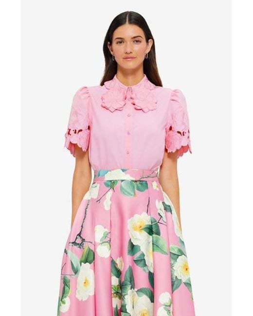 LEO LIN Pink Amelie Appliqué Shirt Top